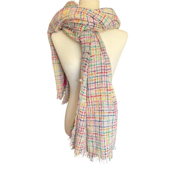 BETSEY JOHNSON Blanket Wrap/Shawl in Colorful Plaid and Ivory Print - Picture 2 of 7
